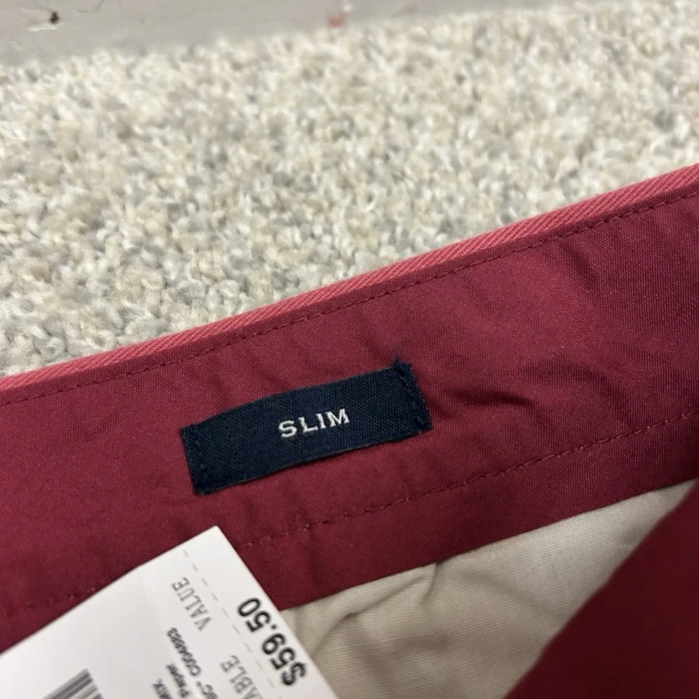 J Crew Slim Fit Chino Pants Mens 33x32 Pink Straight Flex New with Tags‎ NWT